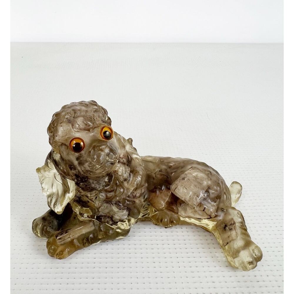 Vomit Dog Figurine Resin Poodle Vintage Quirky Kitsch Googly Eyes Oddity Puppy